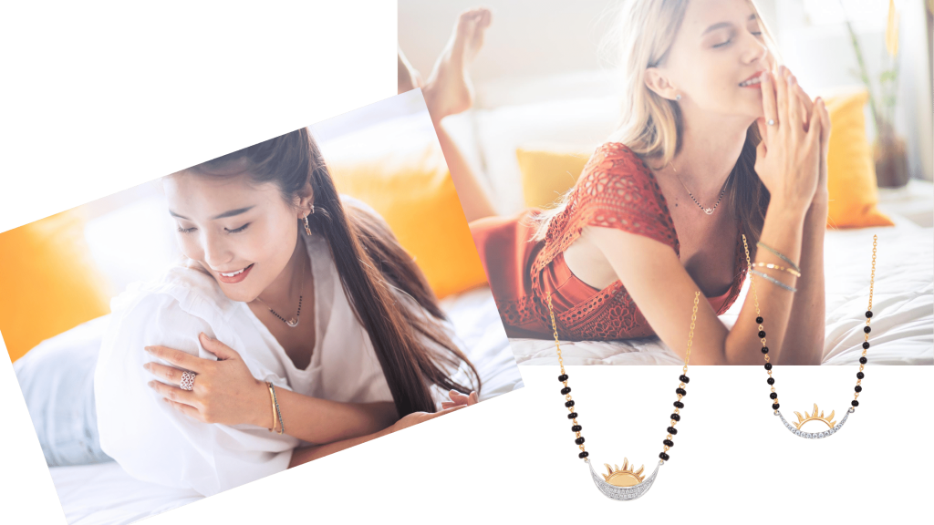 Mangalsutra Esha Sun Kissed Diamond Gold Necklace Kajal Naina