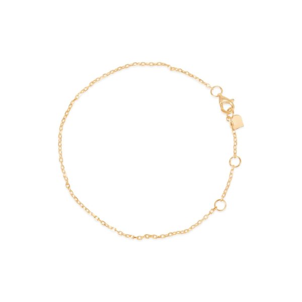 14K Yellow Gold Cross Chain Bracelet / 7 Inches