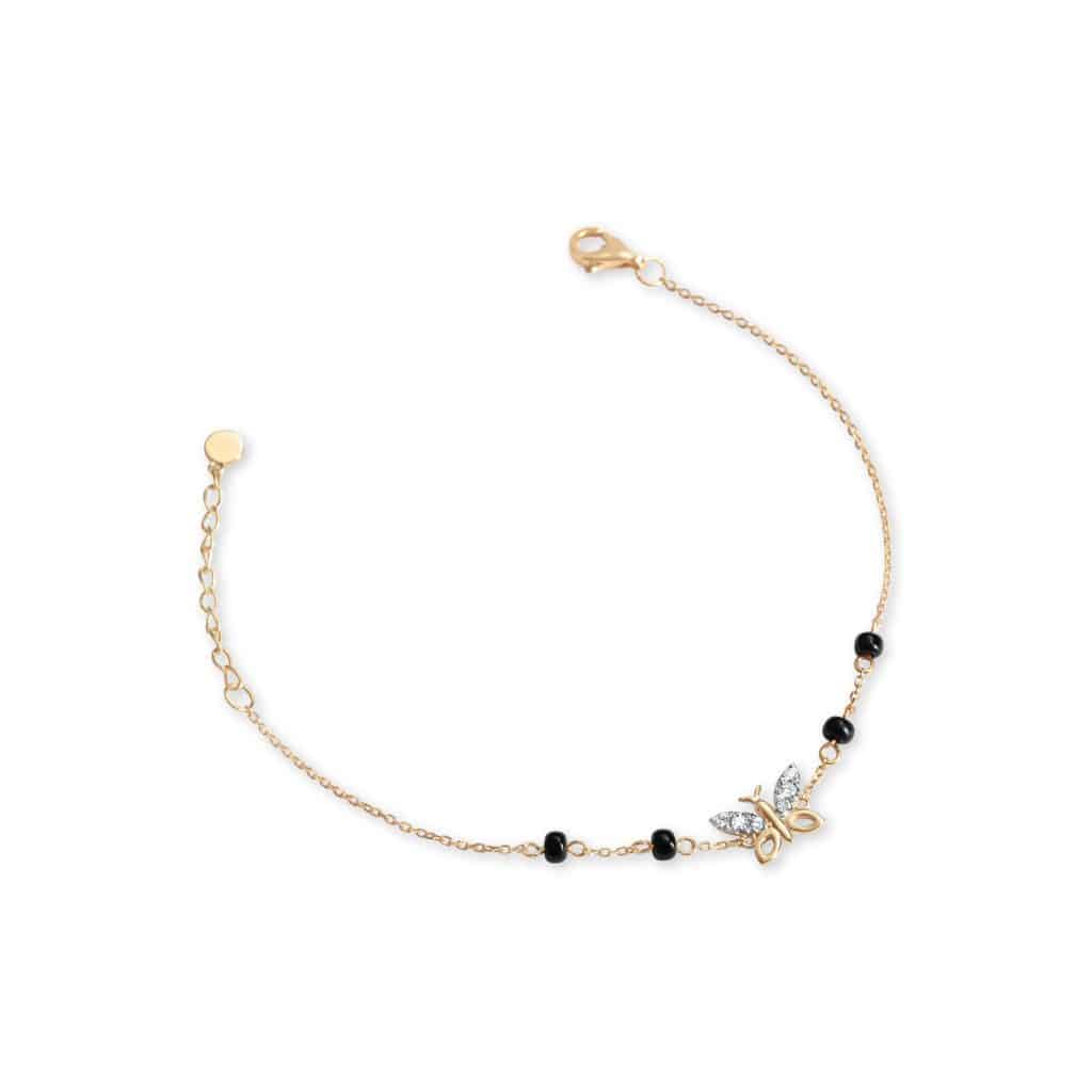Butterfly Wings Diamond Bracelet with Black Beads (Children)