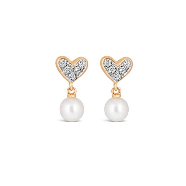 Everlasting Love Earrings with Round Pearl Drop/ Small size