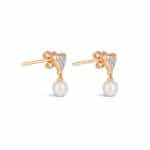 Everlasting Love Earrings with Round Pearl Drop/ Small size