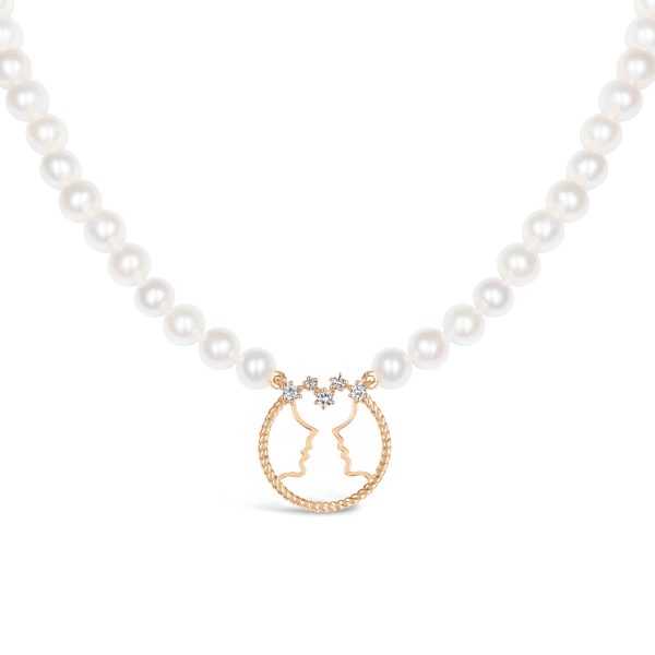 Gemini Zodiac Oval Pearl Necklace