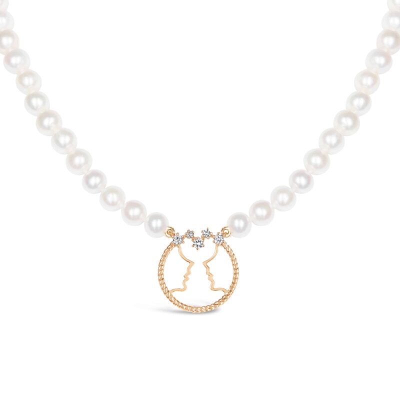 Gemini Zodiac Oval Pearl Necklace