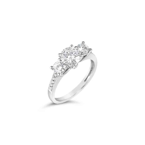 Michelle 3 Stones Pave Shank Diamond Engagement Ring
