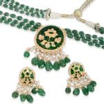 Noor Green Long Necklace + Earring Polki Set B