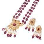 Noor Red Long Necklace + Earring Polki Set D