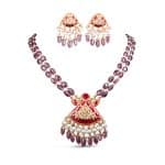 Noor Red Long Necklace + Earring Polki Set E