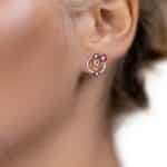 Round Ruby Blossom Earrings