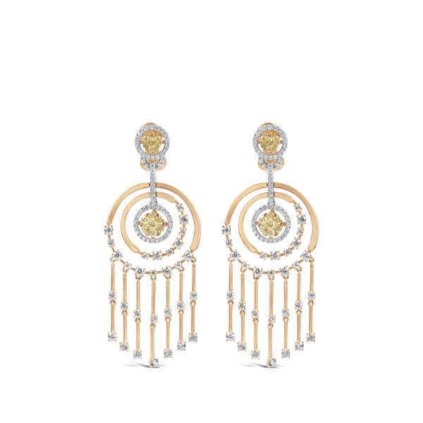 Yellow Diamond Circle Earrings