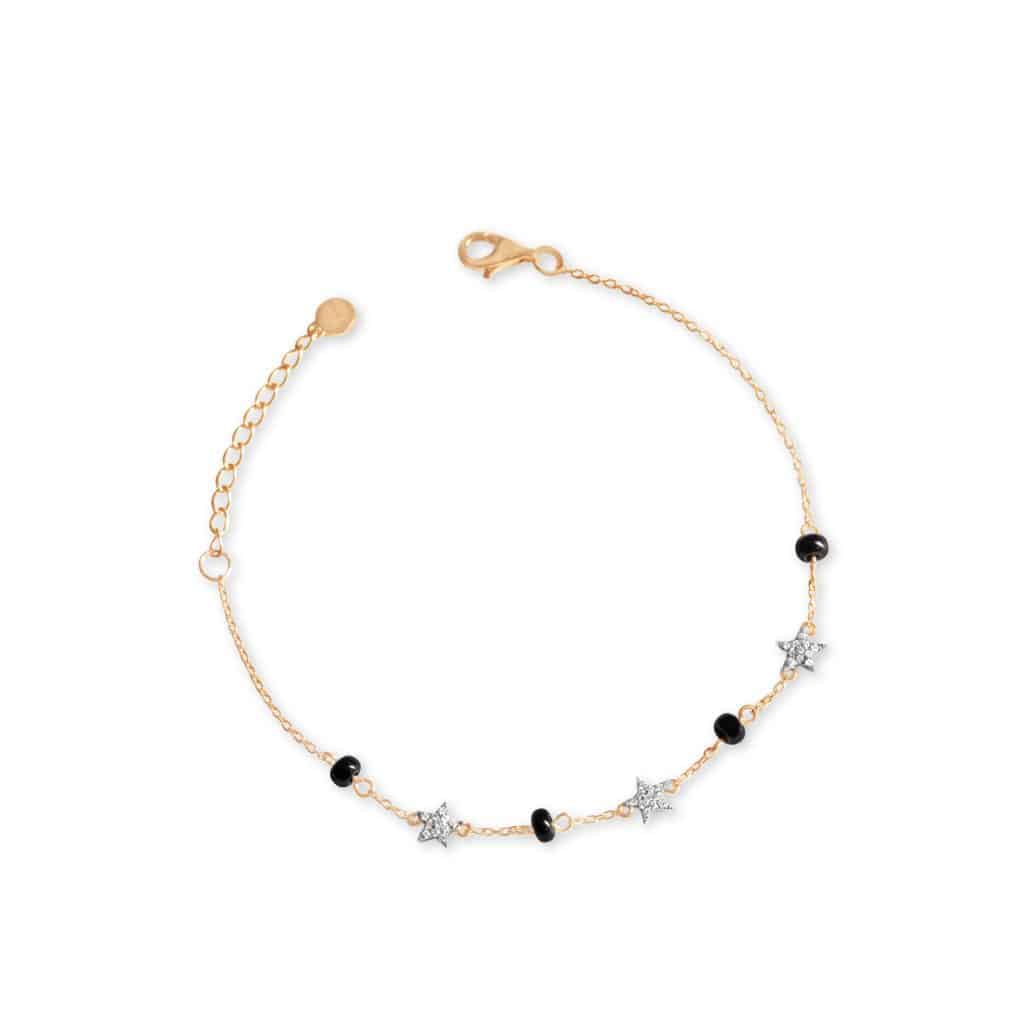 Superstar Diamond  Bracelet with Black Beads (Children)