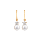 Superstars Diamond Earrings with Round Pearl Drop (Children)