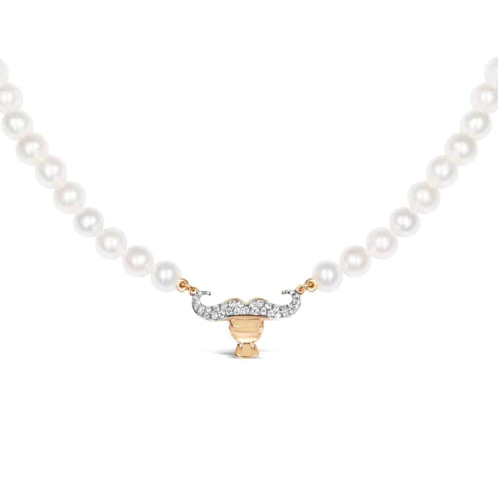 Taurus Zodiac Oval Pearl Necklace