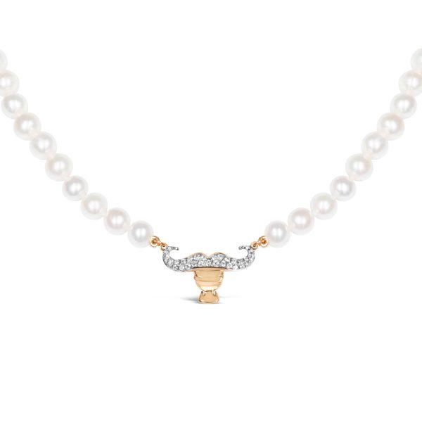 Taurus Zodiac Oval Pearl Necklace