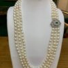 Greta 3 strand Oval Pearl necklace/ Emerald 26 inches