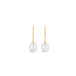 Oval Pearl Long Drop Earrings