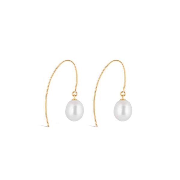 Oval Pearl Long Drop Earrings