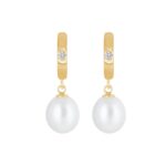 One Diamond Huggies with Pearl Drop