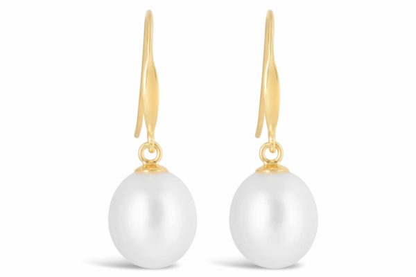 Oval Pearl Drop Earrings