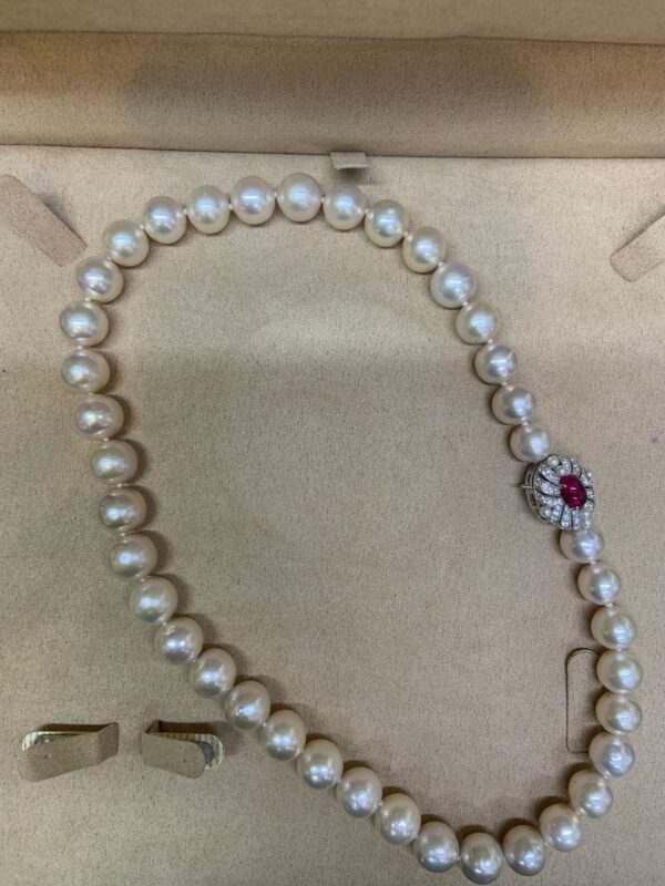 Anna Rosetone Pearl Necklace/ Ruby