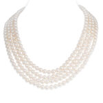 4 Strands Round Pearl Necklace with Silver Clasp
