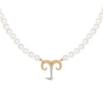 Aries Zodiac Oval Pearl Necklace
