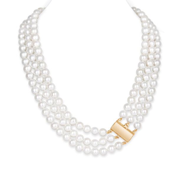 Audrey 3 Strands Pearl Necklace