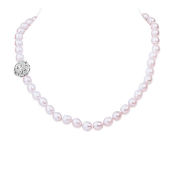 Bella Lavender Oval Pearl Necklace /Moonstone Clasp