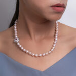 Bella Lavender Oval Pearl Necklace /Ruby Clasp