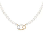 Cancer Zodiac Oval Pearl Necklace