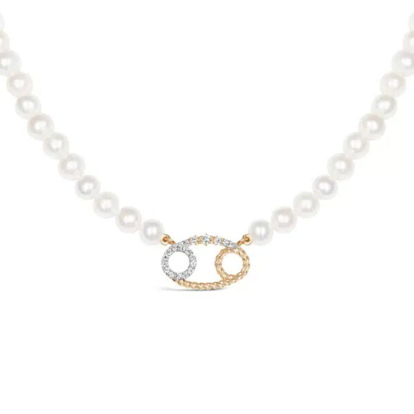 Cancer Zodiac Oval Pearl Necklace