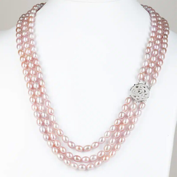 Cher 3 Strands Lavender Oval Pearl Necklace