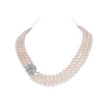 Cher 3 Strands Lavender Round Pearl Necklace