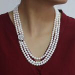 Cher 3 Strands Round Pearl Necklace