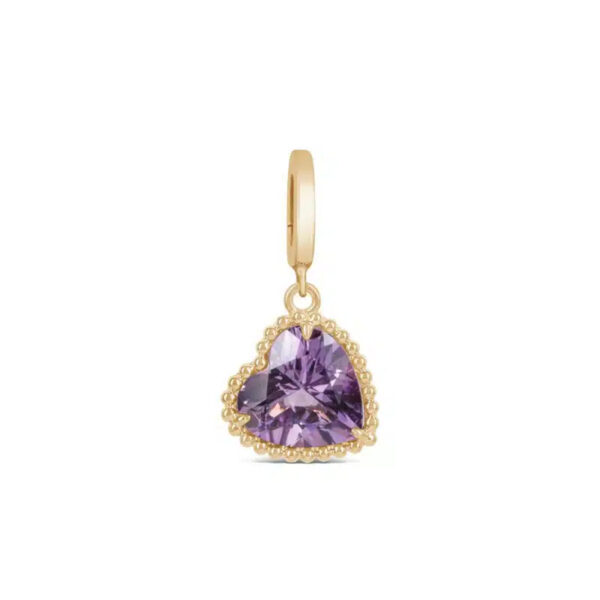 Heart Beat Charm / Pendant - Amethyst