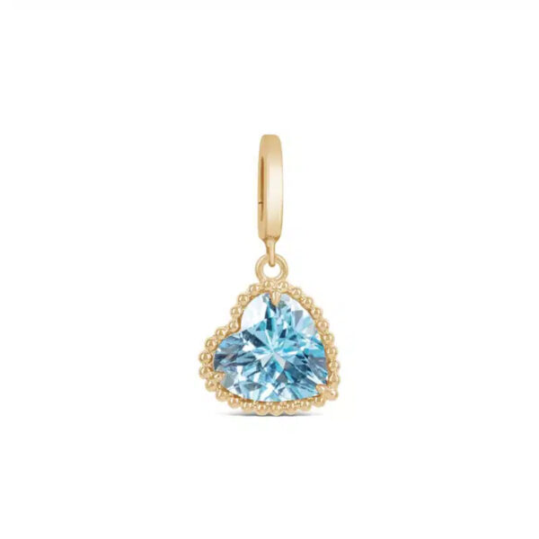 Heart Beat Charm / Pendant - Blue Topaz