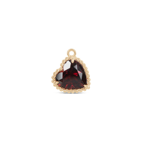 Heart Beat Charm / Pendant - Garnet