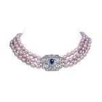 Helena Choker Necklace / Oval Lavender / Blue Clasp