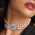 Helena Choker Necklace / Oval Lavender /Green Clasp