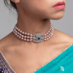 Helena Choker Necklace / Oval Lavender /Green Clasp