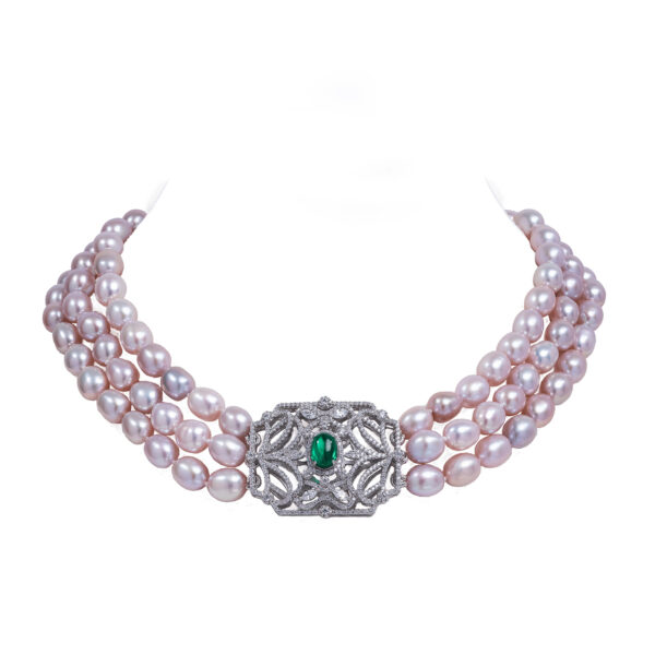 Helena Choker Necklace / Oval Lavender /Green Clasp