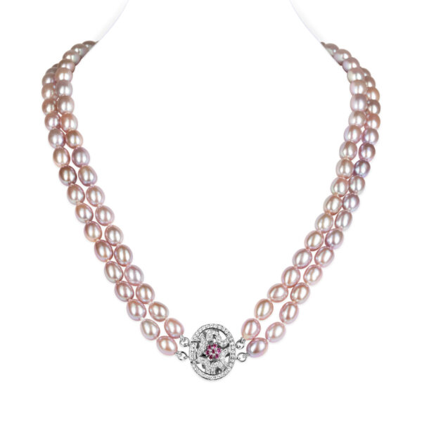 Julie Lavender Double Pearl Necklace