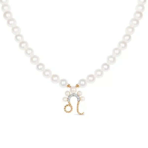 Leo Zodiac Oval Pearl Necklace