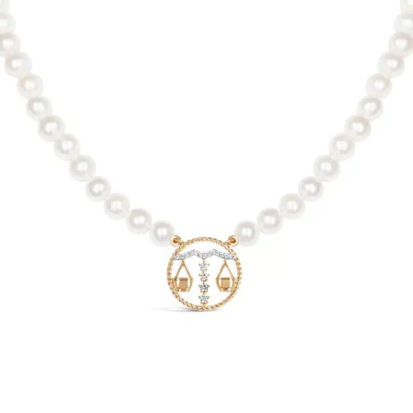 Libra Zodiac Oval Pearl Necklace