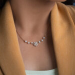 Luminous Diamond and Pearl Heart Necklace