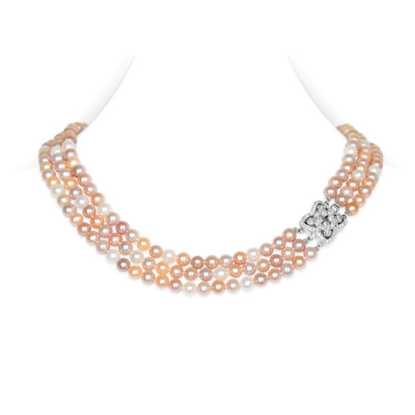 Lydia 3 Strands Multi-Colour Pearl Necklace