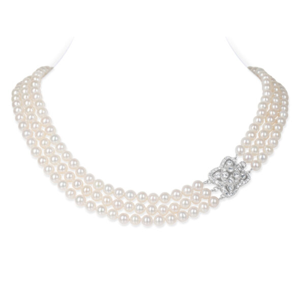 Lydia 3 Strands White Pearl Necklace