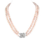 Lydia Double Strands Lavender Round Pearl Necklace