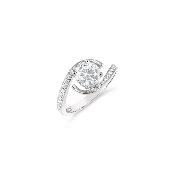 Nicolette Twist Micropave Solitaire Engagement Ring