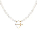 Sagittarius Zodiac Oval Pearl Necklace