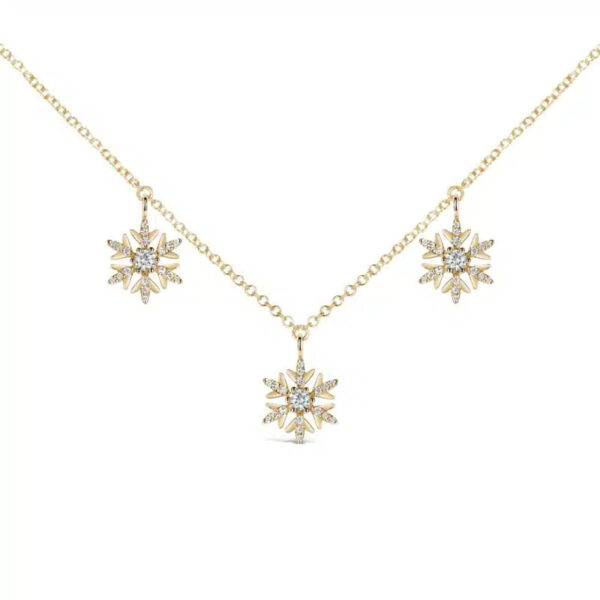 Triple Snowflake Diamond Necklace